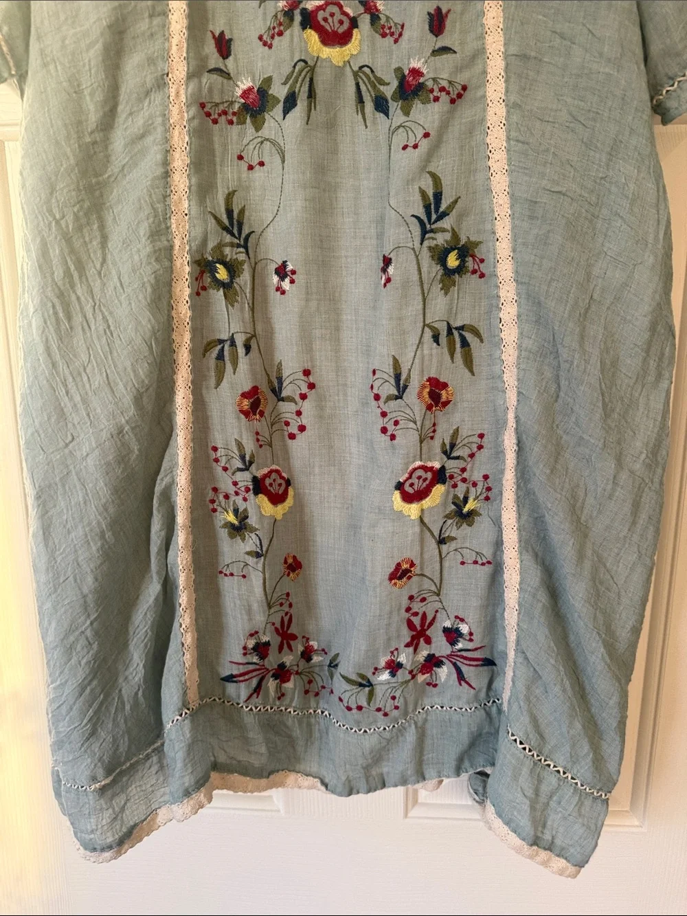 Umgee Dress Womens Large Boho Floral Embroidered Tunic Cottagecore Flirty - Picture 4 of 11